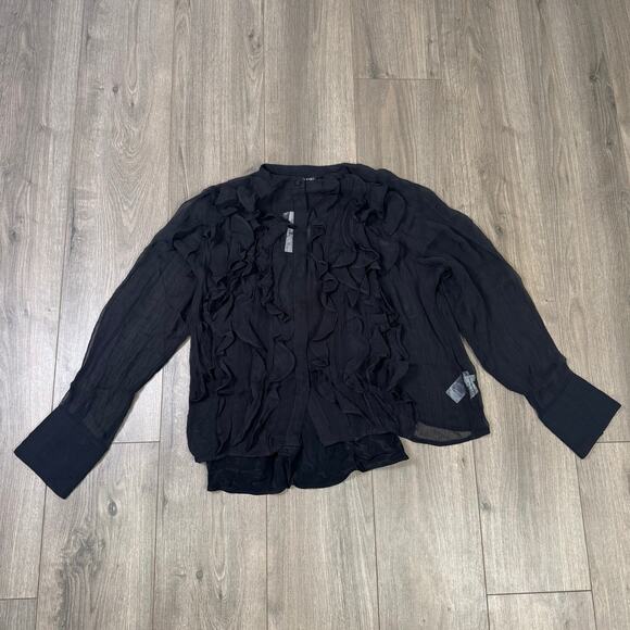 J Crew Ruffle Front Crinkle Button Up Top US Women's 12 New - Picture 2 of 7